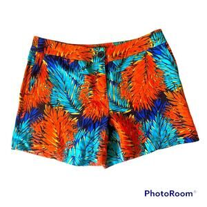 Madison Palm Tangerine Bold Print Walking Shorts With Pockets Women’s Size 6